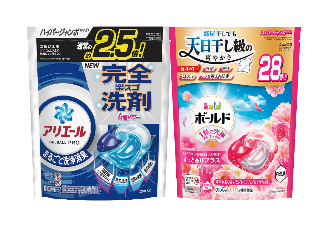 アリエールジェルボールプロ詰替用・ボールドジェル4D詰替用